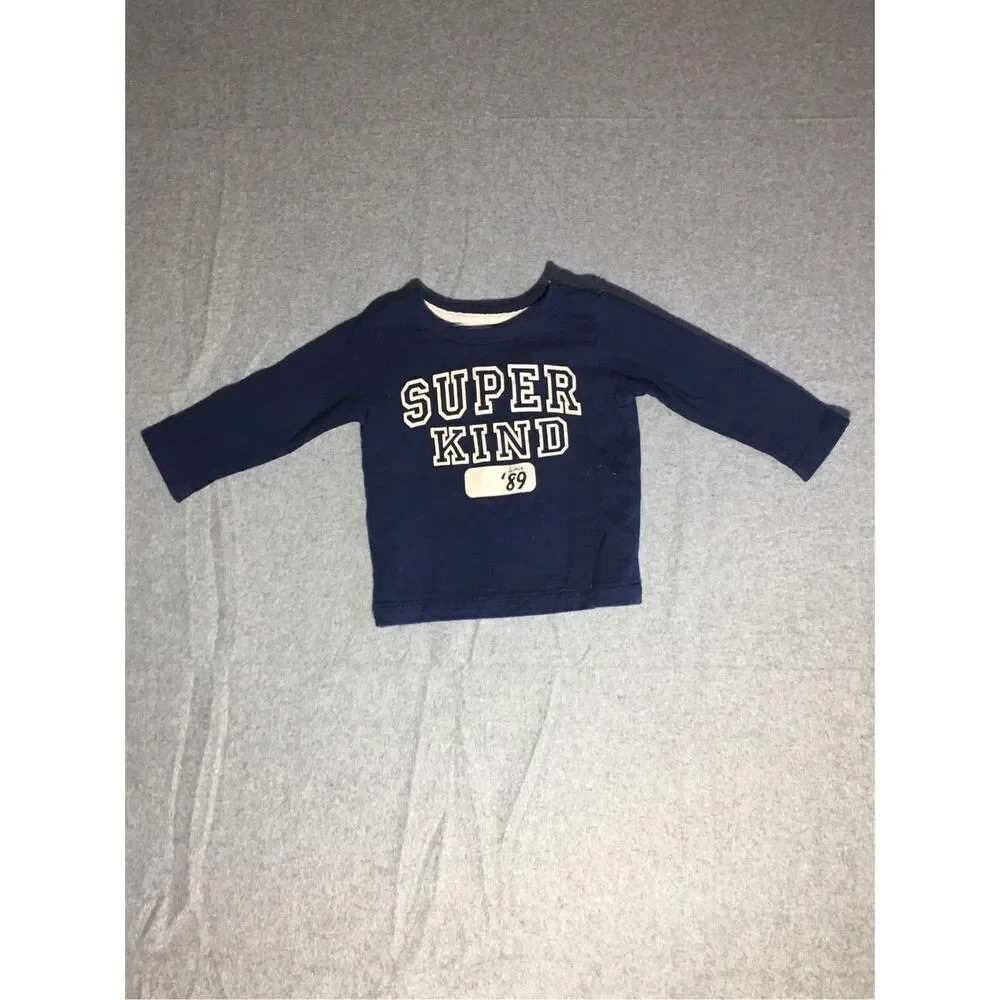 Baby Carter’s Sweater Size 18M Super Kind Navy Blue White Font Cute Warm